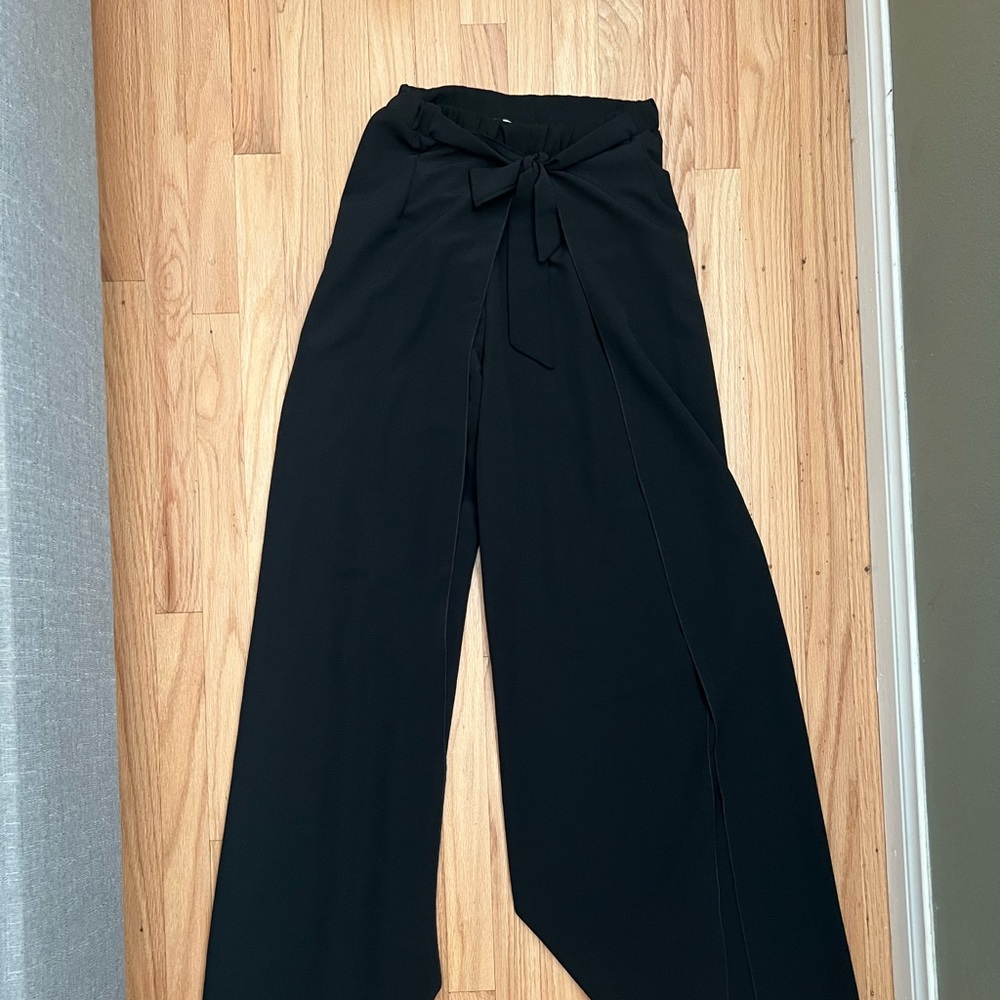 Black slit leg palazzo pants